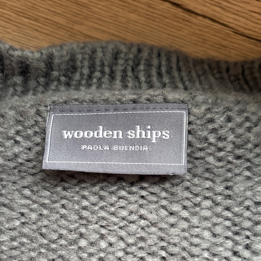 Wooden Ships Heather Gray Sweater with Black 'Whiskey' Text - Picture 2 of 5